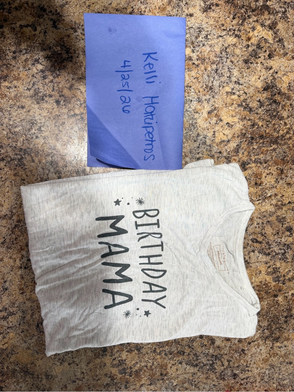 Little Sleepies Heather Gray "Birthday Mama" Short Sleeve Tee